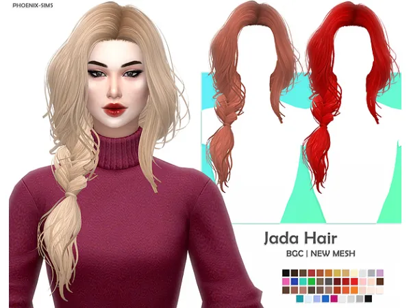 Alpha Jada Hair by simsfinds - The Sims 4 Custom Content