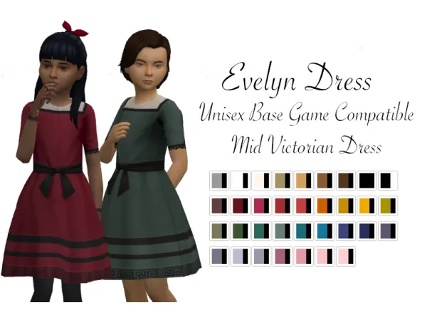 Maxis Match Evelyn Dress Victorian Childs Dress - The Sims 4 Custom Content