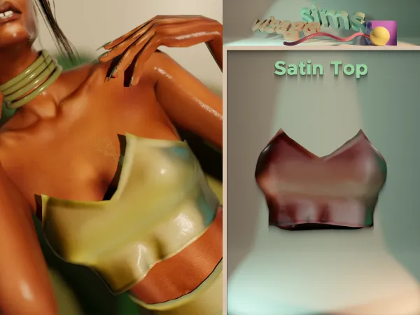 Alpha satin top by v1s4g3 - The Sims 4 Custom Content