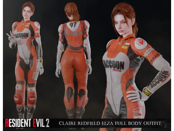 Alpha Resident Evil 2 Remake Claire Redfield Elza Outfit sims by Mimoto - The Sims 4 Custom Content