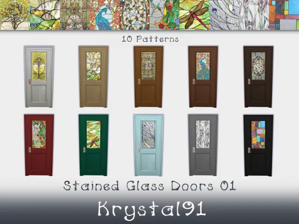 Maxis Match Stained Glass Doors 01 - The Sims 4 Custom Content
