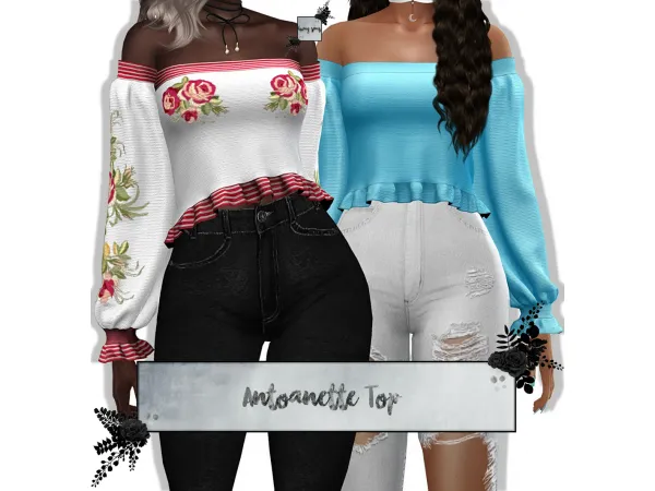 Alpha Antonette Top by lumysims - The Sims 4 Custom Content