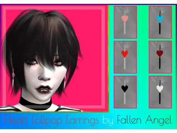 Alpha Heart Lolipop Earrings - The Sims 4 Custom Content