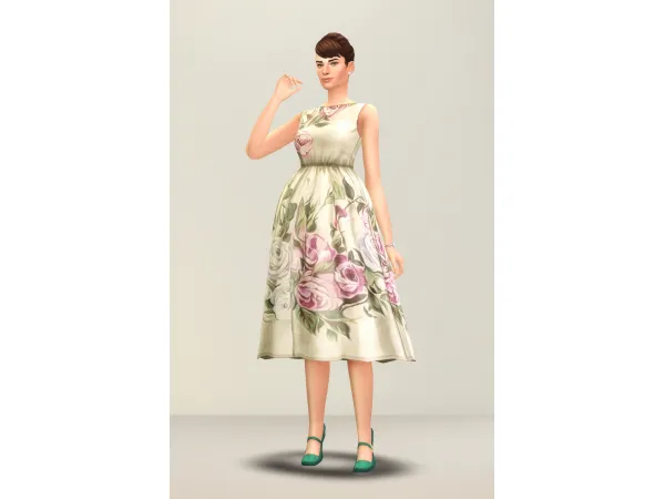 Maxis Match Vintage Flower Dress (5 color) by Rusty's - The Sims 4 Custom Content