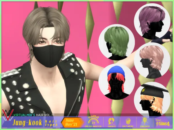 Alpha '21 Jung kook hair A(정국 헤어 A) by Virtualmir - The Sims 4 Custom Content