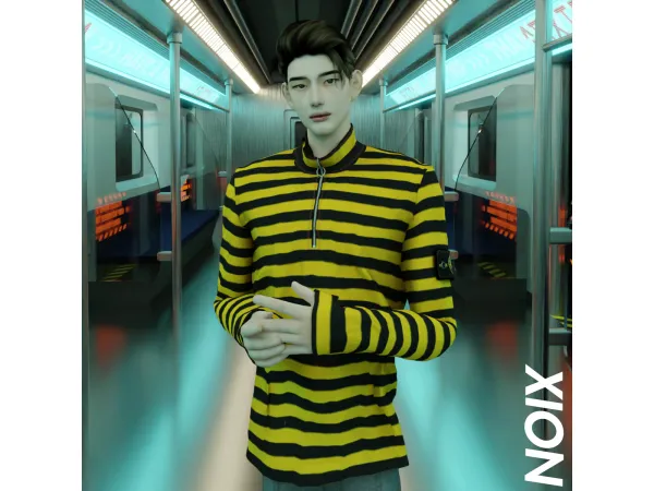 Alpha Supreme x Stone island ss16 stripe zip LS by XION - The Sims 4 Custom Content