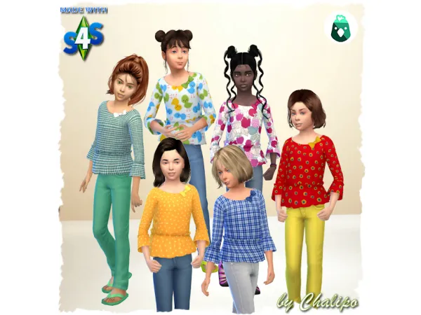 Maxis Match S4 country shirt girls by Chalipo - The Sims 4 Custom Content