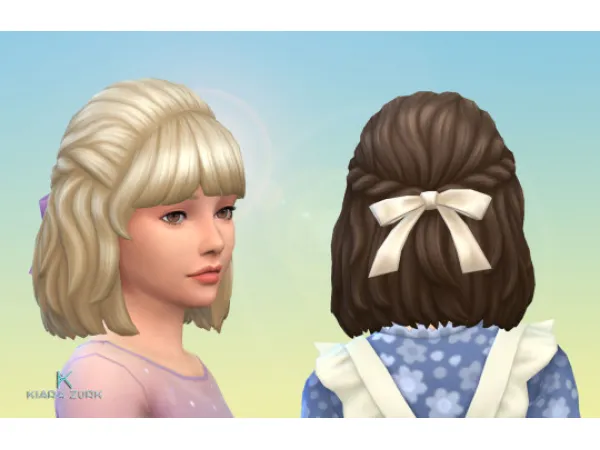 Maxis Match Curly Semi Up for Girls Bow - The Sims 4 Custom Content