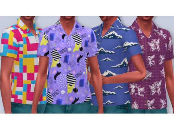 Maxis Match Bowling Shirt Recolor 28 Bold Patterns - The Sims 4 Custom Content