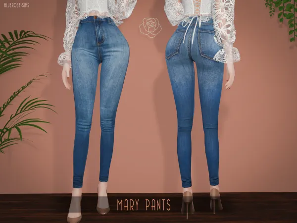 Alpha Mary Denim Pants BRsims - The Sims 4 Custom Content
