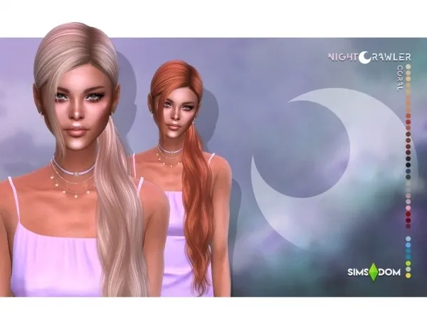 Alpha nightcrawler coral hair - The Sims 4 Custom Content