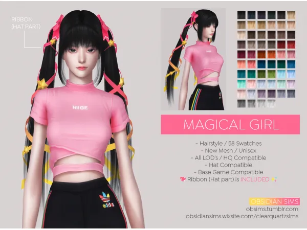 Alpha MAGICAL GIRL HAIRSTYLE New mesh by OBSIDIAN SIMS - The Sims 4 Custom Content