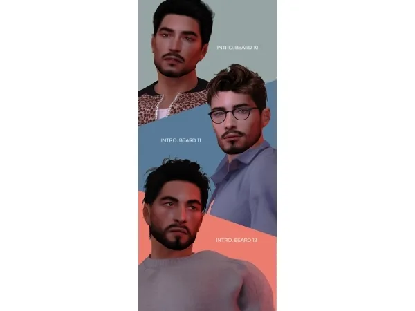 Mix [INTRO] Beard 10 11 and 12 by simsfinds - The Sims 4 Custom Content