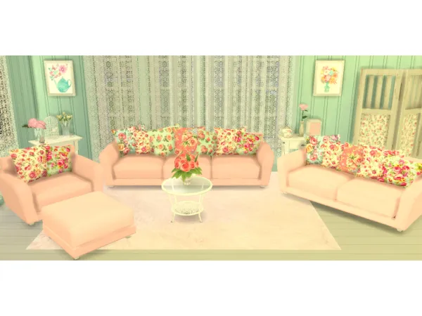 Maxis Match Shabby Chic Living Room Set - The Sims 4 Custom Content