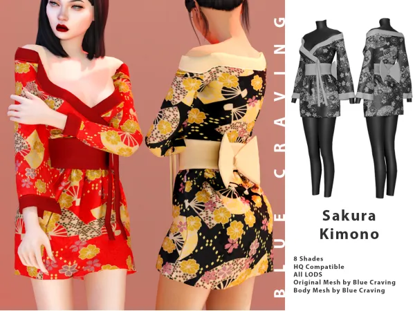 Alpha Sakura Kimono by Blue Craving - The Sims 4 Custom Content