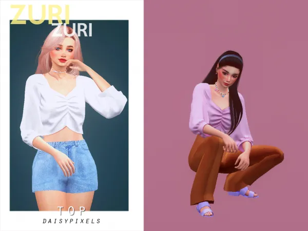 Alpha Zuri Top ( ) by daisypixels - The Sims 4 Custom Content