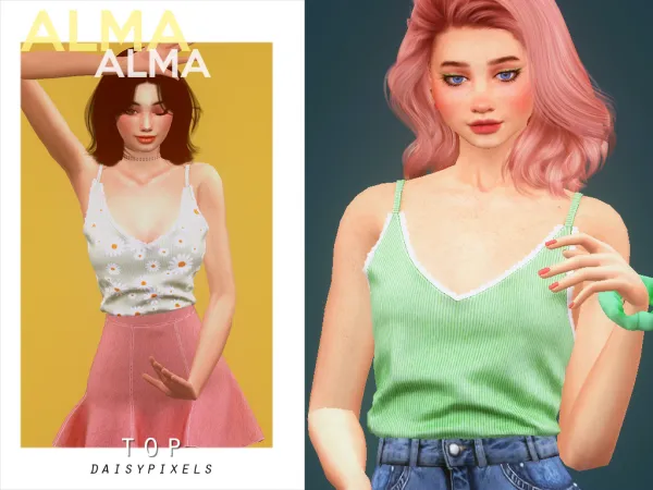 Alpha Alma Top ( ) by daisypixels - The Sims 4 Custom Content