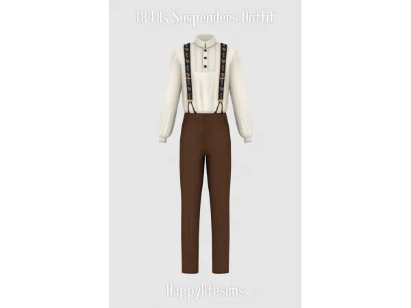 Mix [Lonelyboy] 1840s Suspenders Outfit - The Sims 4 Custom Content
