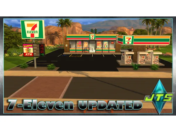 Maxis Match 7 Eleven Gas Station - The Sims 4 Custom Content