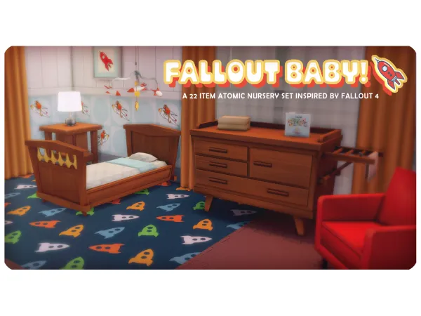 Maxis Match FALLOUT BABY A Pre Atomic War Nursery Set Sims by Surely - The Sims 4 Custom Content