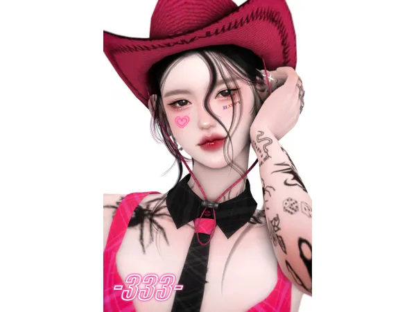 Alpha 333The cowboy hatfemale by simsfinds - The Sims 4 Custom Content