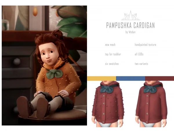 Maxis Match PAMPUSHKA CARDIGAN by VEDUN - The Sims 4 Custom Content