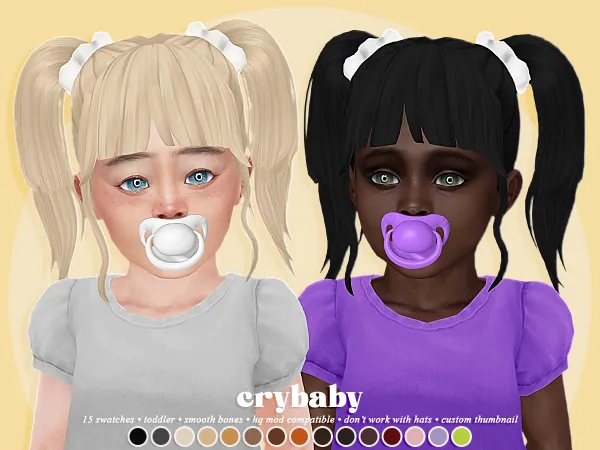 Maxis Match crybaby ponpon hair (hs) toddler f - The Sims 4 Custom Content