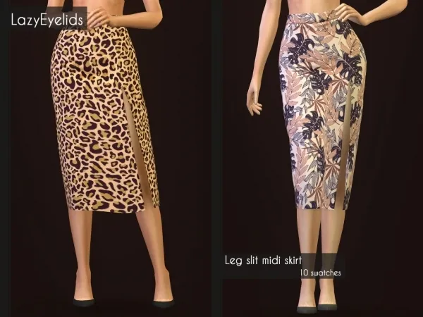 Alpha Leg slit midi skirt - The Sims 4 Custom Content