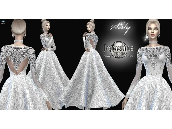 Alpha Sisly Robe De Mariée by jomsimscreations - The Sims 4 Custom Content