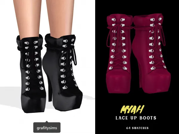Alpha Myah Lace Up Boots - The Sims 4 Custom Content