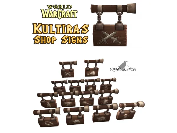 Maxis Match Warcraft Shop signs Auditore by Natalia - The Sims 4 Custom Content
