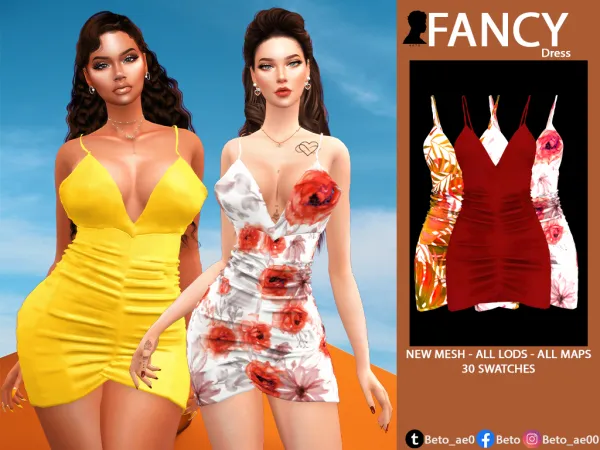 Alpha Fancy Dress V1 (Update) by Beto - The Sims 4 Custom Content