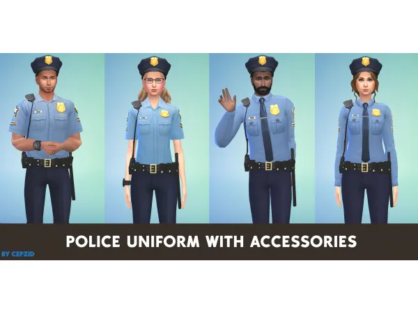 Maxis Match Police Uniform With Accessories by Cepzid - The Sims 4 Custom Content