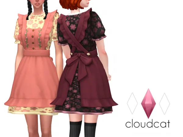 Maxis Match Cottagecore Maid Dress for TF EF by Lumikello - The Sims 4 Custom Content