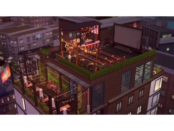 Maxis Match Oakglow Cinema Dining - The Sims 4 Custom Content