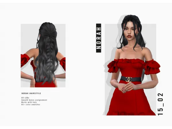 Alpha Norah Hairstyle by LeahLillith - The Sims 4 Custom Content