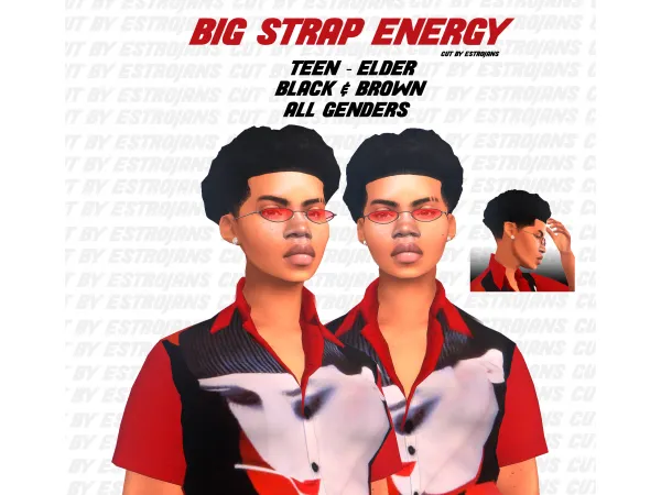 Maxis Match BIG STRAP ENERGY Hair by Estrojans - The Sims 4 Custom Content
