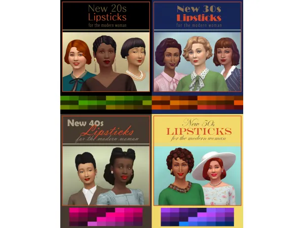 Maxis Match Decade Lipsticks now updated to work with the color sliders - The Sims 4 Custom Content