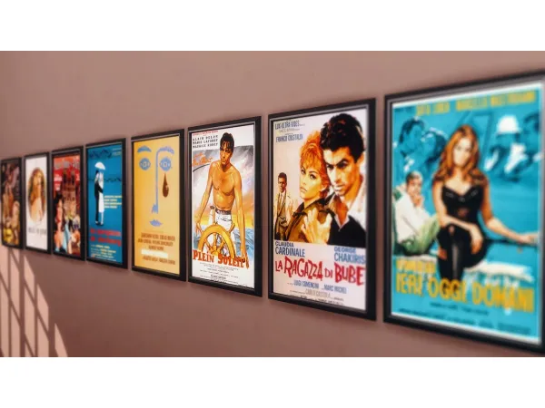 Maxis Match Movie Posters in 1950 60s Italian French by rrtt - The Sims 4 Custom Content
