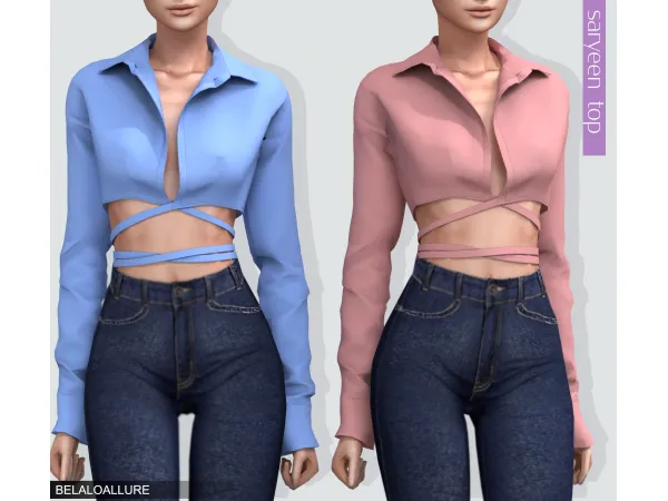 Alpha Belaloallure saryeen top by simsfinds - The Sims 4 Custom Content