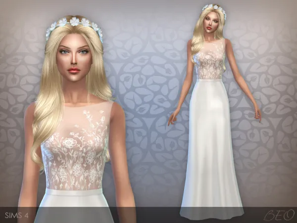 Maxis Match EMBROIDERED TRANSPARENT TOP DRESS 02 - The Sims 4 Custom Content