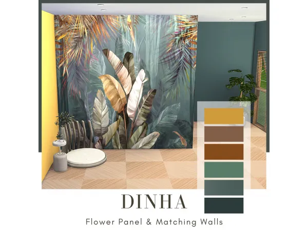 Maxis Match Flower Wall Panel Matching Walls - The Sims 4 Custom Content