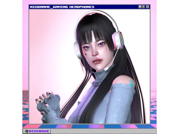 Alpha [ACC] Gaming headphones by give me a nickname - The Sims 4 Custom Content