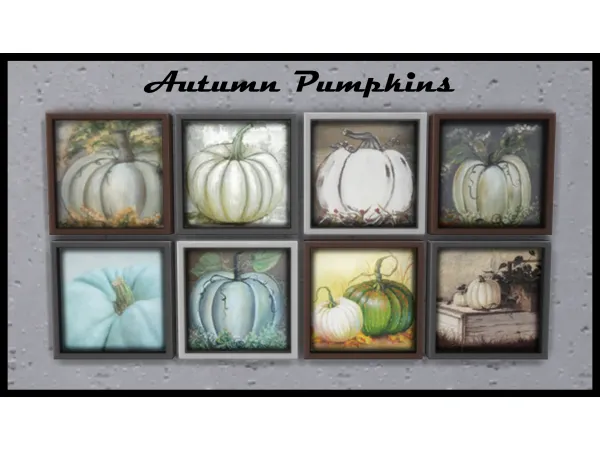 Maxis Match Autumn Pumpkins Small Paintings by Simmiller - The Sims 4 Custom Content
