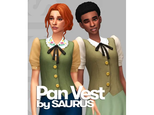 Maxis Match Pan Vest by Saurus - The Sims 4 Custom Content