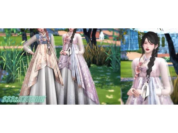 Alpha 333Shining Nikki 南风春熙dress by san33sims - The Sims 4 Custom Content