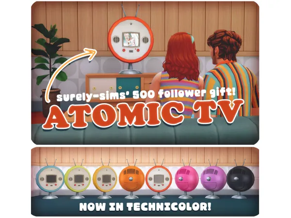 Maxis Match Atomic TV Tumblr 500 Follower Gift Sims by Surely - The Sims 4 Custom Content