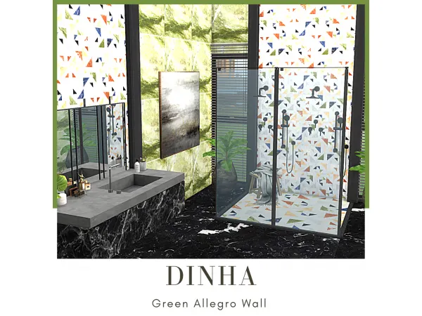 Maxis Match Allegro Green Wall - The Sims 4 Custom Content