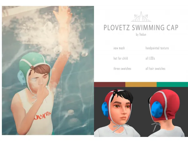 Maxis Match PLOVETZ SWIMMING CAP by VEDUN - The Sims 4 Custom Content