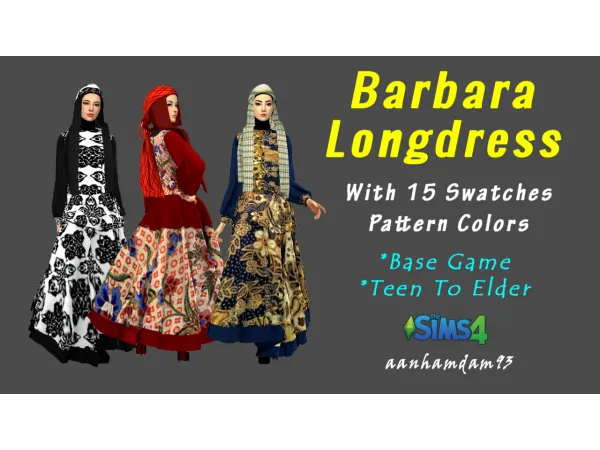 Maxis Match Barbara Longdress - The Sims 4 Custom Content